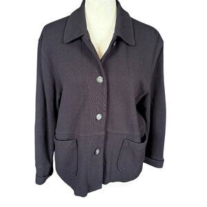 J. Jill Petite women's SP black long sleeve collared button down jacket top
